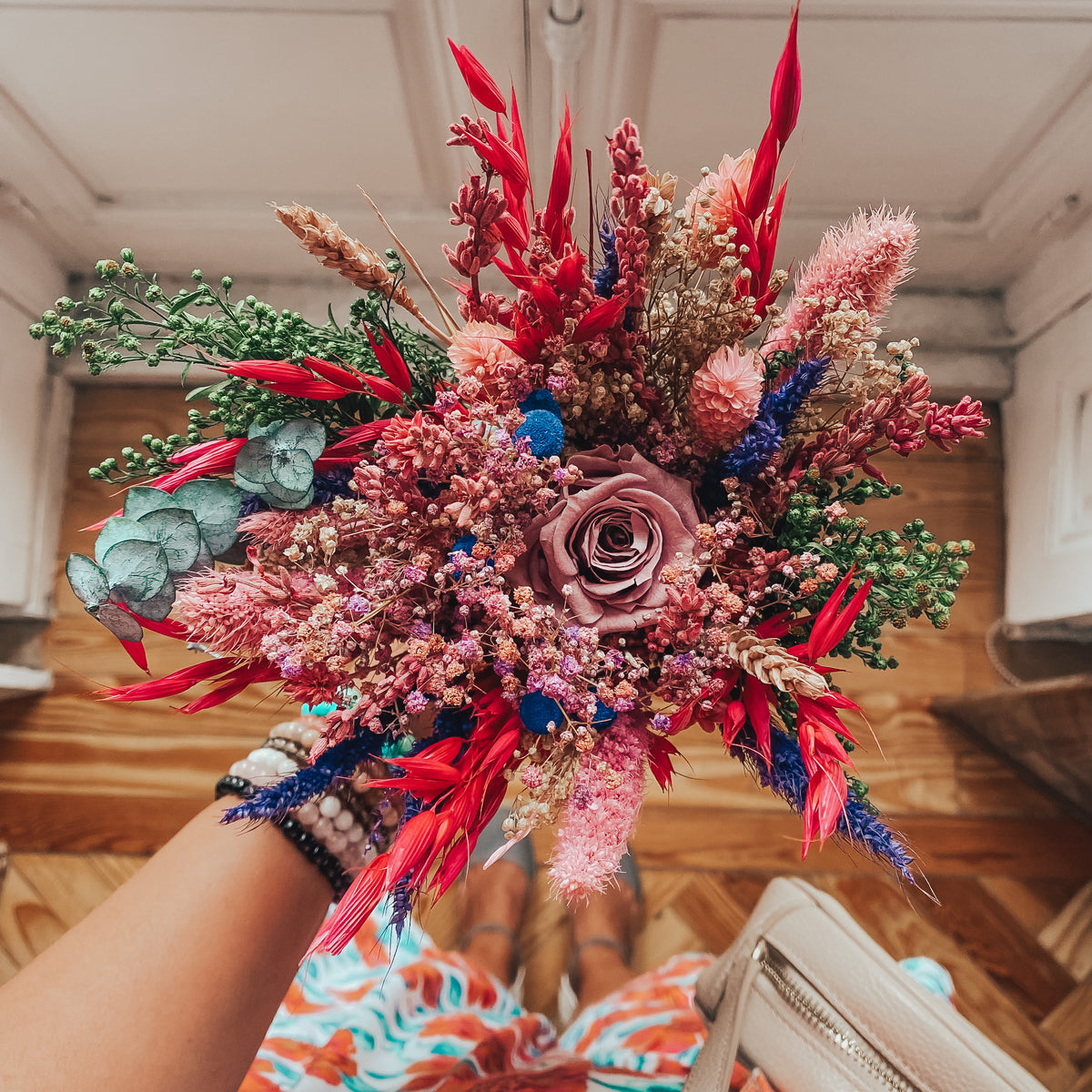 Mia lavender bouquet with pink dried flowers – Massoury