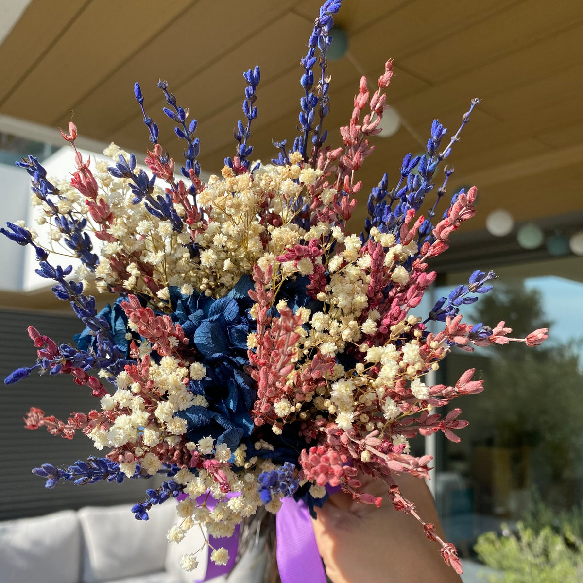 Mia lavender bouquet with pink dried flowers – Massoury